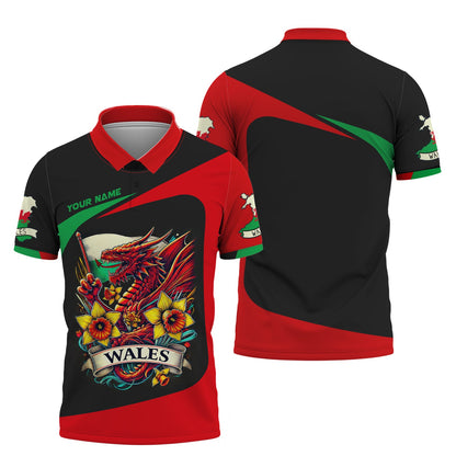 Sweat à capuche avec fermeture éclair et nom personnalisé du Pays de Galles, imprimé complet, chemise Dragon Wales, cadeau pour les amoureux du Pays de Galles