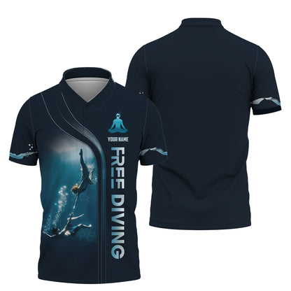 3D Full Print Customizable Freediving T-shirt With Underwater Adventure Personalized Name Gift For Diver Lovers