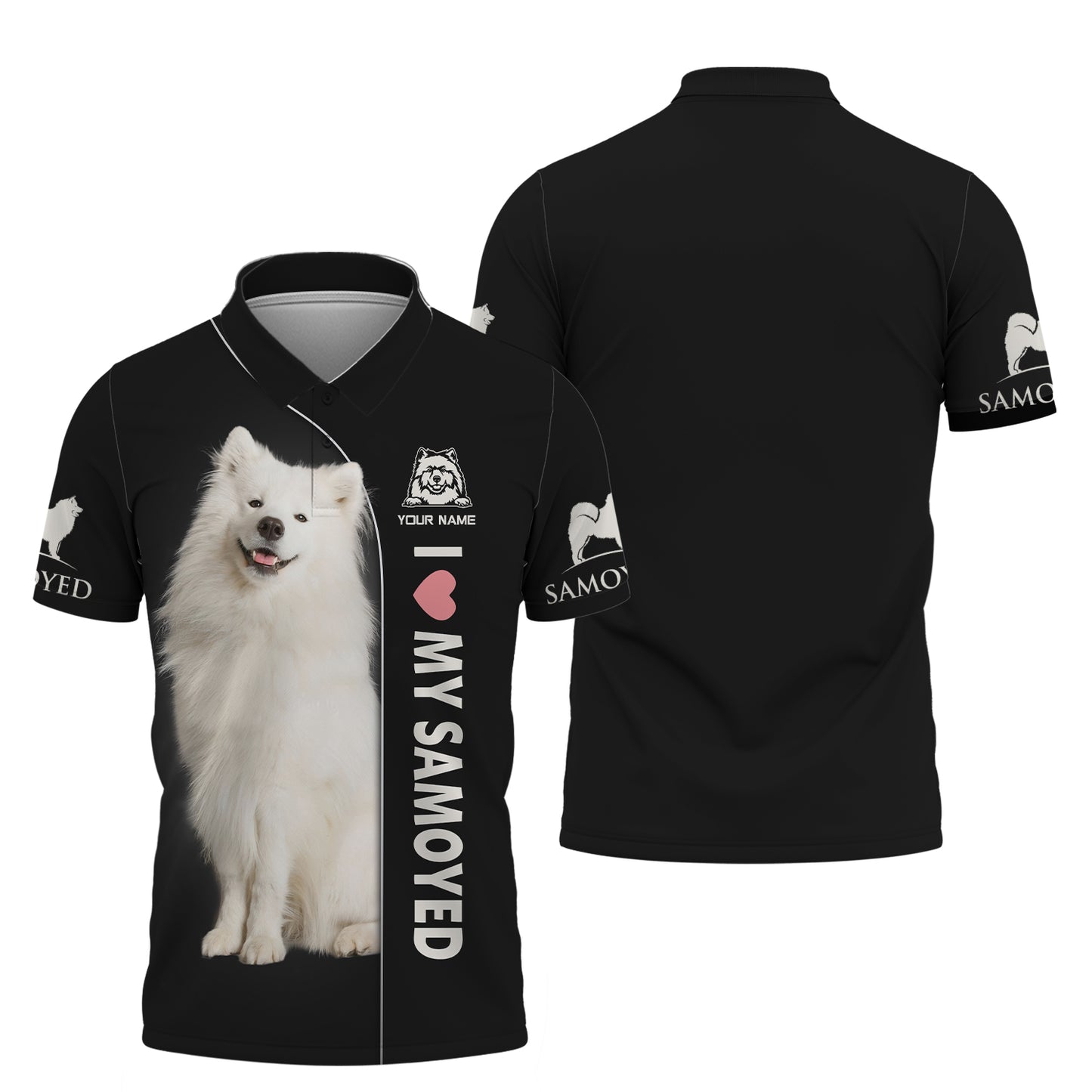 Sudadera con capucha y cremallera con nombre personalizado "Amo a mi samoyedo", regalo para amantes de los perros, camisetas 3D