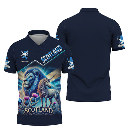 Le Lion Avec La Licorne D'Écosse Nom Personnalisé T-shirt 3D Cadeau Personnalisé Pour Les Amateurs De Scotistes