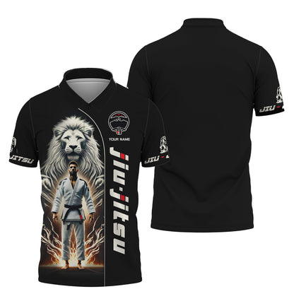 3D Full Print The Lion Soul Of Jiu Jitsu Master T-Shirts Personalized Name Gift For Jiu Jitsu Lovers