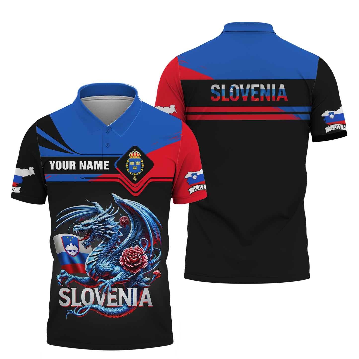 3D Full Print Slovenia Dragon Pride Shirt Personalized Name Gift For Slovenian Lovers