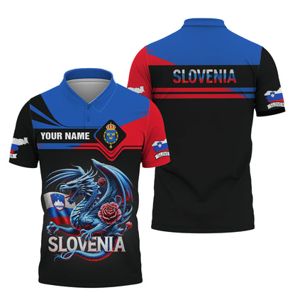 T-shirt 3D Full Print Slovenia Dragon Pride Cadeau personnalisé avec nom pour les amoureux slovènes