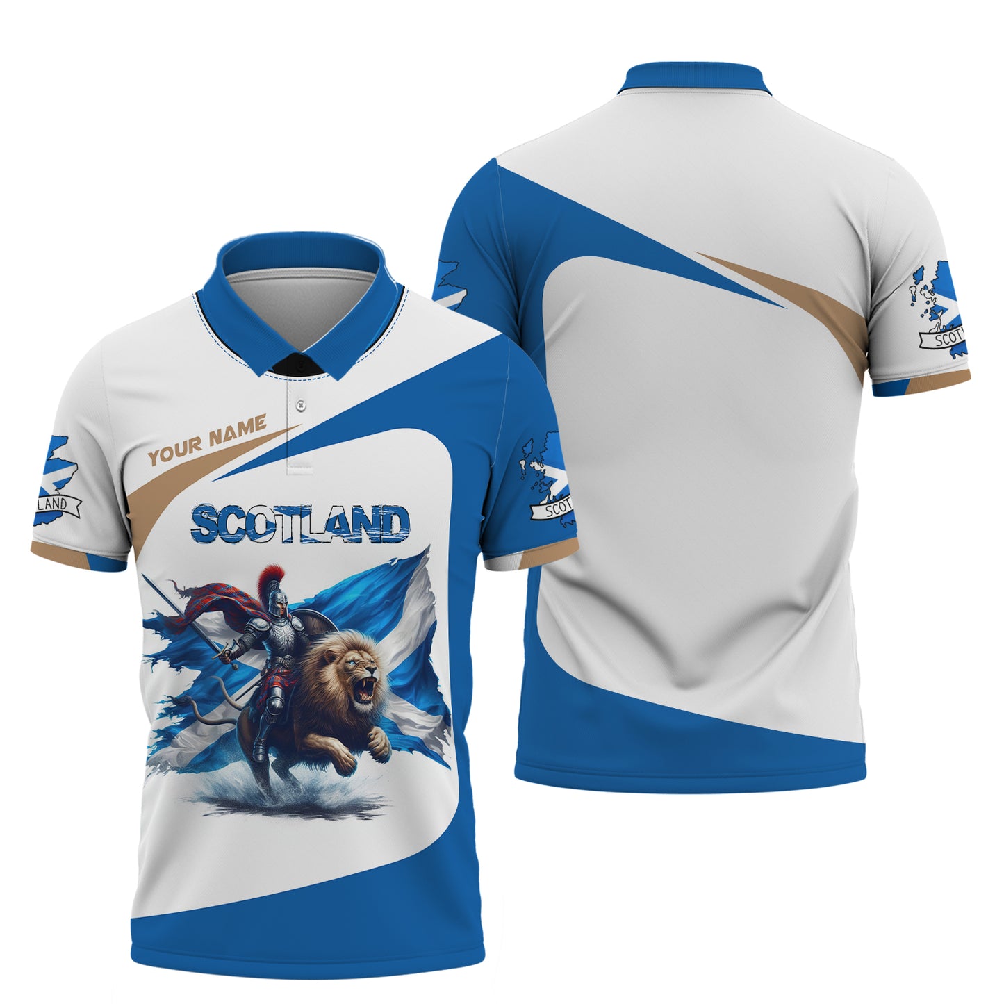 3D Full Print Knight With Lion Of Scotland  Shirt Personalized Name Gift For Scotish Lovers