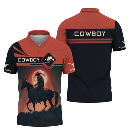 T-shirts imprimés en 3D avec motif de cow-boy et lune rouge, cadeau personnalisé pour les amoureux du cow-boy