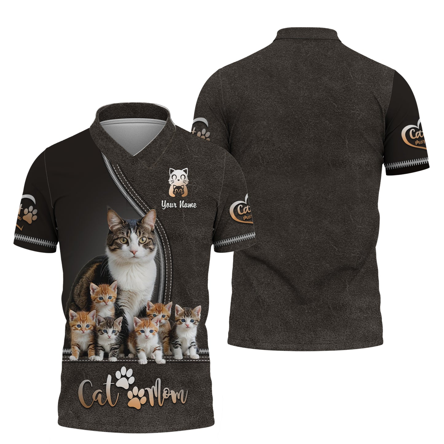 Camiseta 3D personalizada con nombre de gato negro en un frasco de flores de cerezo para amantes de los gatos