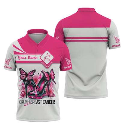 Camisetas con estampado 3D completo de cáncer de mama, regalo personalizado con nombre para sobrevivientes de cáncer