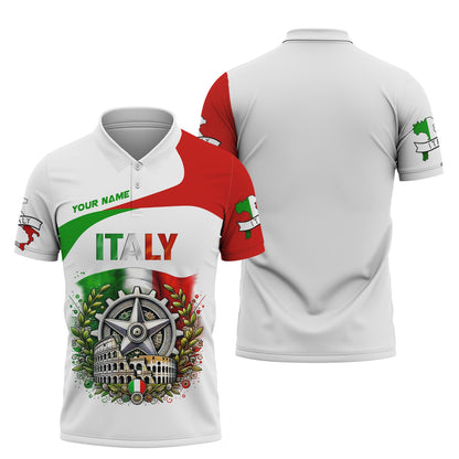 Sudadera con capucha y cremallera 3D con nombre personalizado y escudo de armas de Italia, regalo personalizado para amantes de Italia