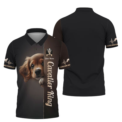 Camisetas con estampado 3D completo de Cavalier King Charles Spaniel para perros, regalo con nombre personalizado para amantes de los perros