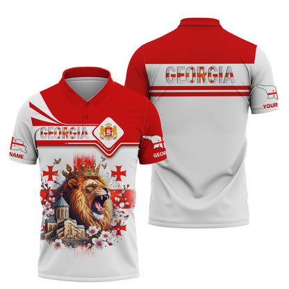 Camisetas con impresión 3D completa de El Rey León de Georgia con nombre personalizado Gif para amantes de Gruzia