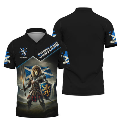 Camiseta personalizada con nombre 3D de caballero león, regalo personalizado para amantes de Escocia