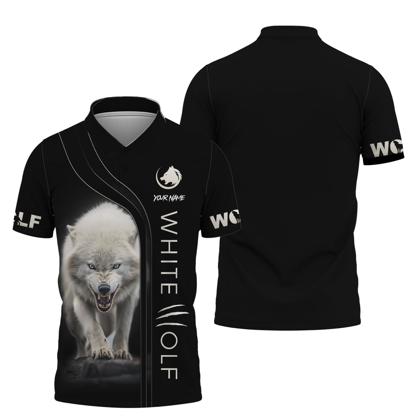 Camiseta personalizada en 3D con lobo blanco feroz, regalo para amantes de los lobos