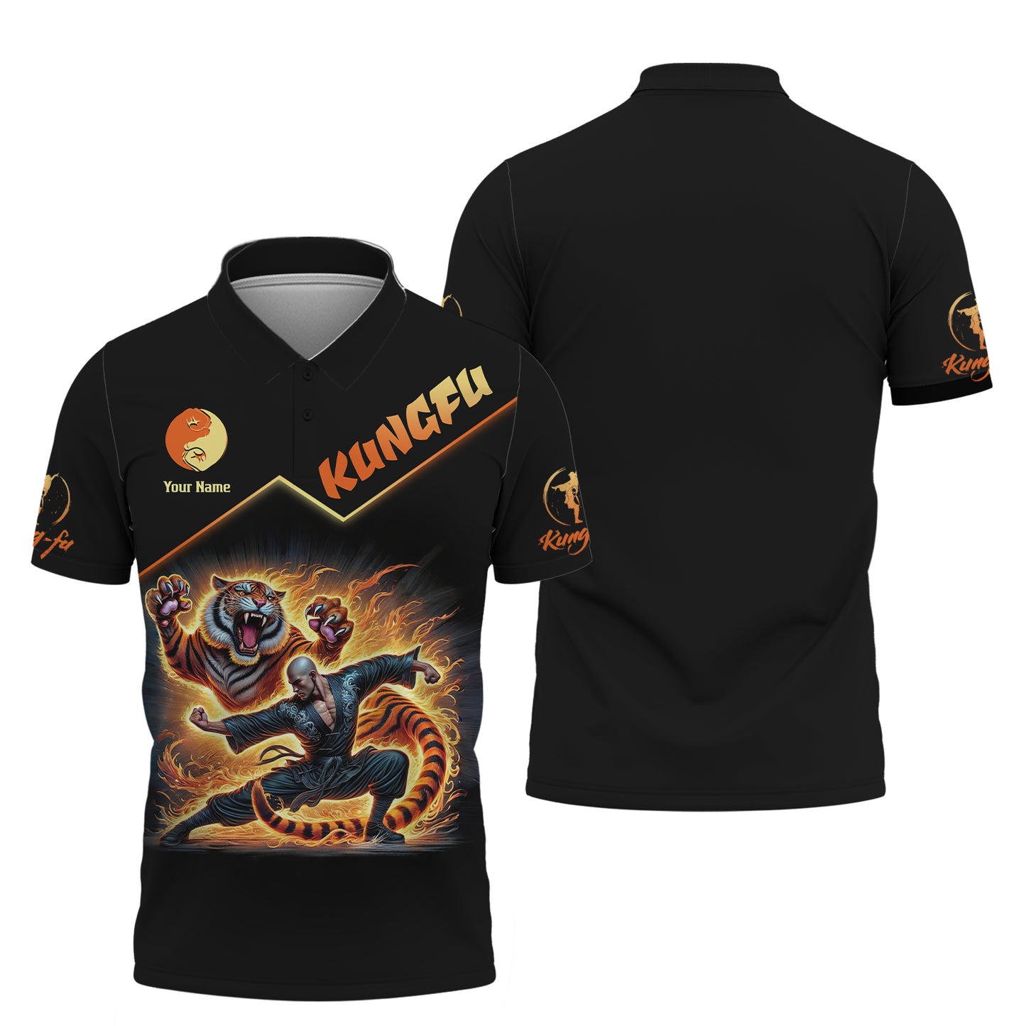 Camiseta con estampado 3D completo de Shaolin Kung con símbolo de Yin y Yang, regalo con nombre personalizado para amantes del Shaolin Kungfu