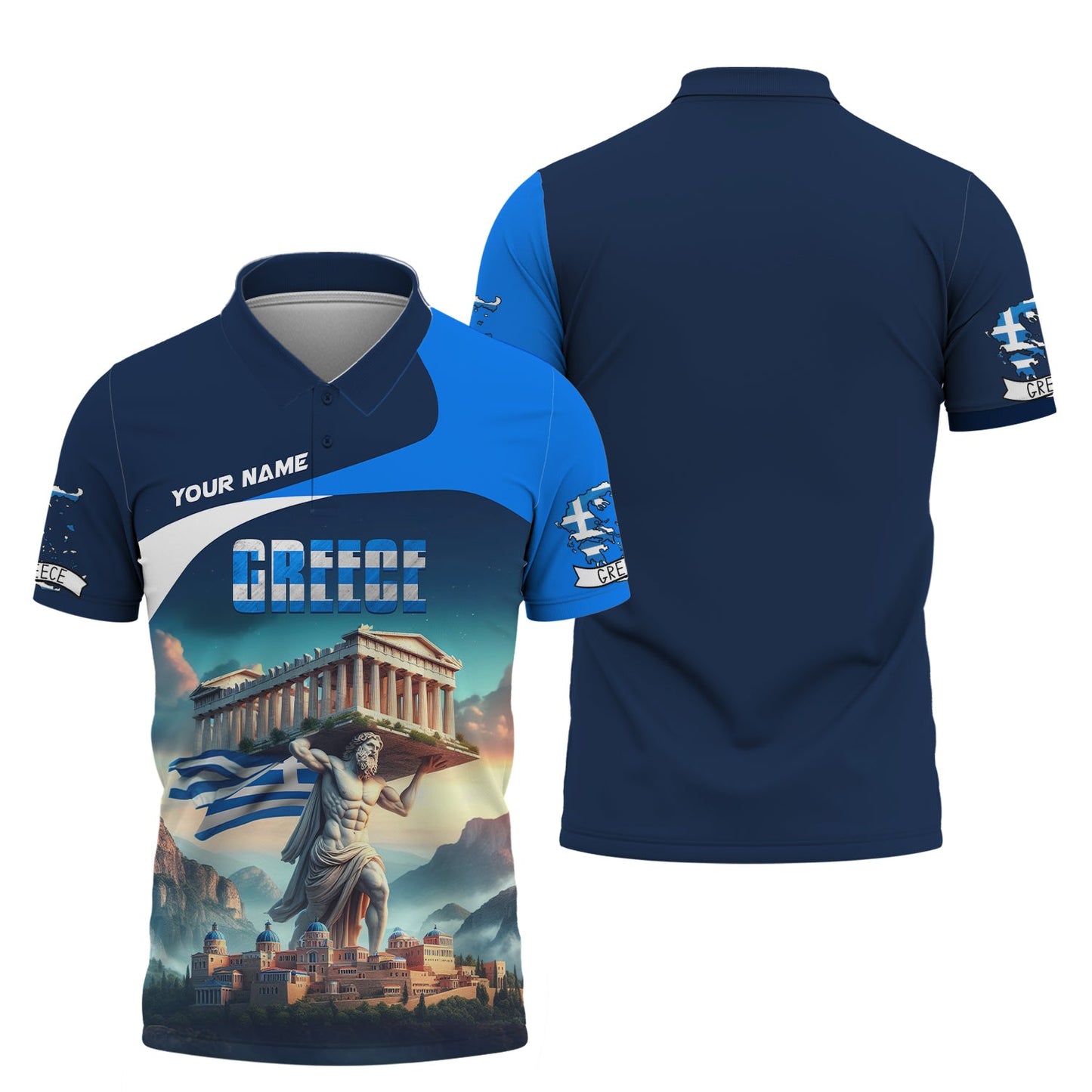 Le grand dieu grec Zeus T-shirts personnalisés Cadeau pour les amoureux grecs hawaïens