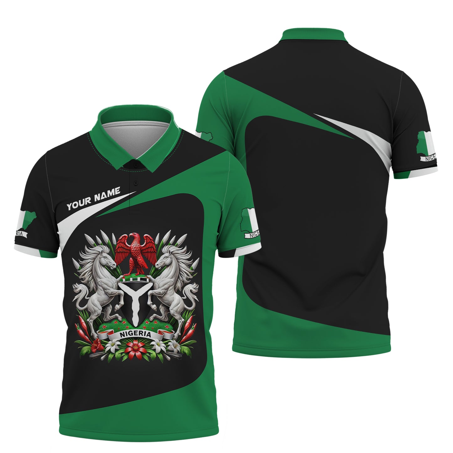Coat Of Arms Nigerian Custom Name 3D Zipper Hoodie Gift For Nigeria Lovers
