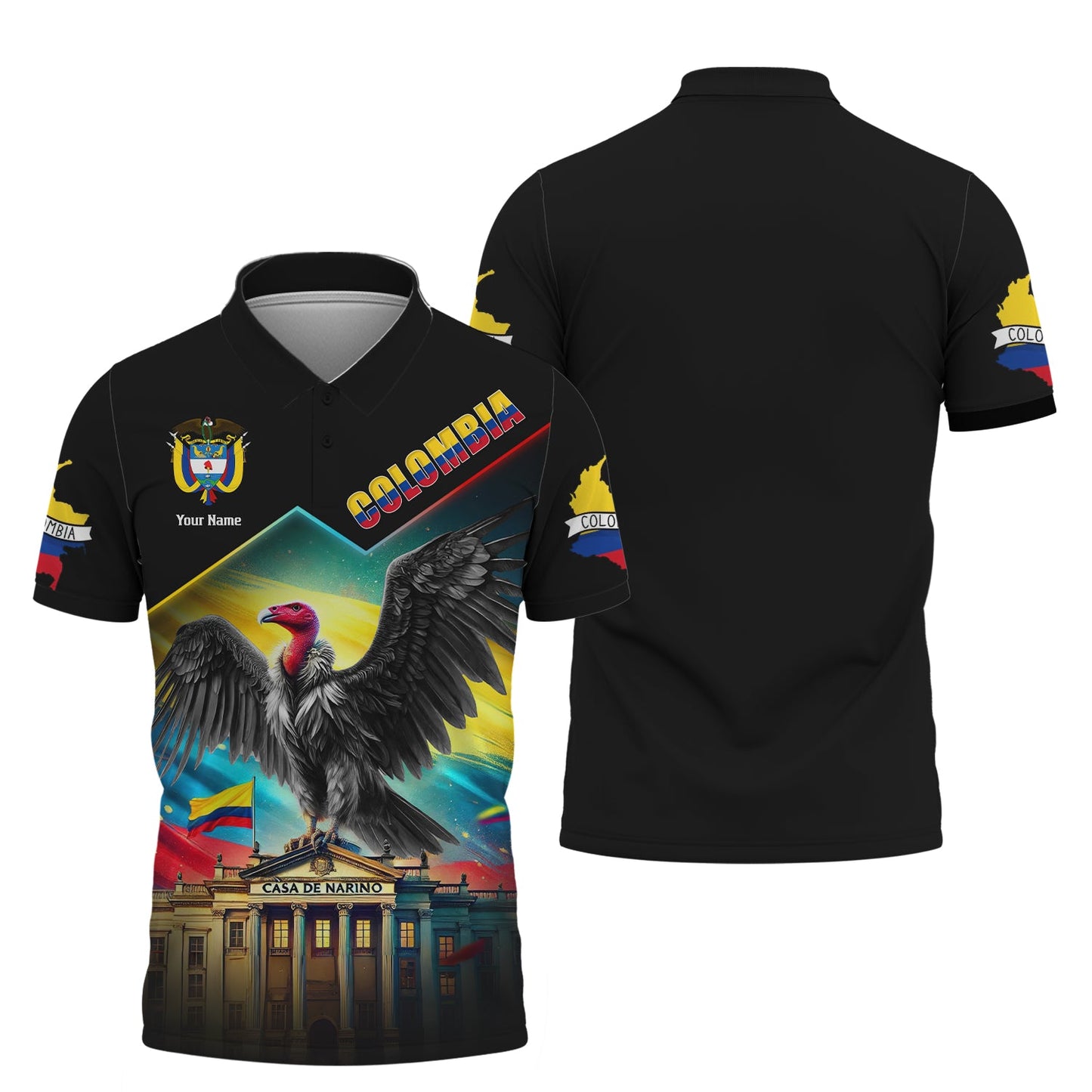 Camisetas personalizadas con gif del cóndor andino de Colombia para amantes de Colombia