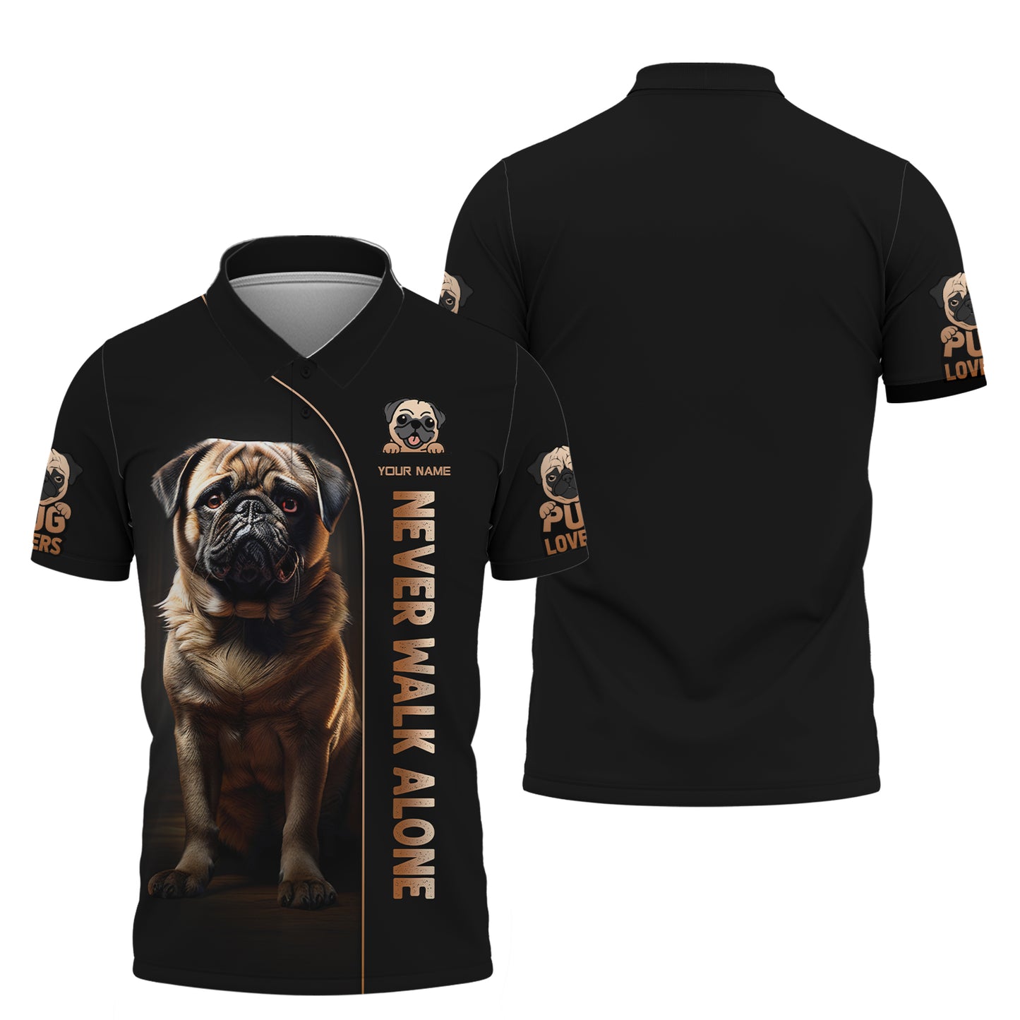 Pug Dog Custom Name Shirt Never Walk Alone Gift For Dog Lover 3D Shirts