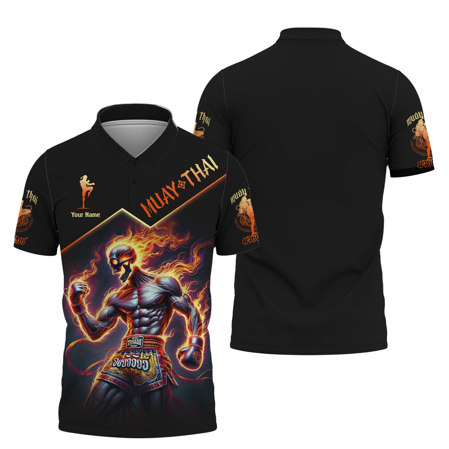 Camiseta de luchador de muay thai con estampado 3D completo y calavera en llamas, regalo con nombre personalizado para amantes del muay thai