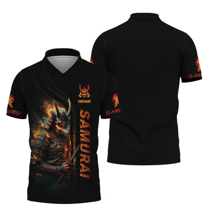 3D Full Print Samurai With Fire  Shirt Personalized Name Gift For Samurai Lovers