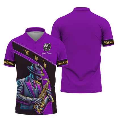 Camiseta personalizada con nombre en 3D de saxofón Regalo con nombre personalizado para amantes del saxofón