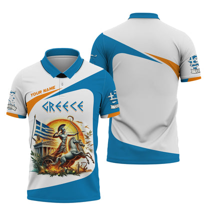 Camisetas con estampado 3D completo de Apolo con carro de Grecia, regalo personalizado con nombre para amantes griegos