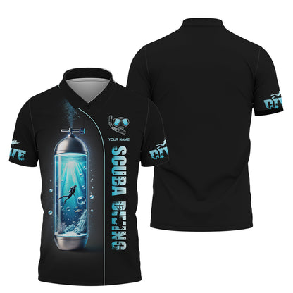 Camiseta personalizada con nombre de buceo en 3D Born To Dive, regalo personalizado para amantes del buceo