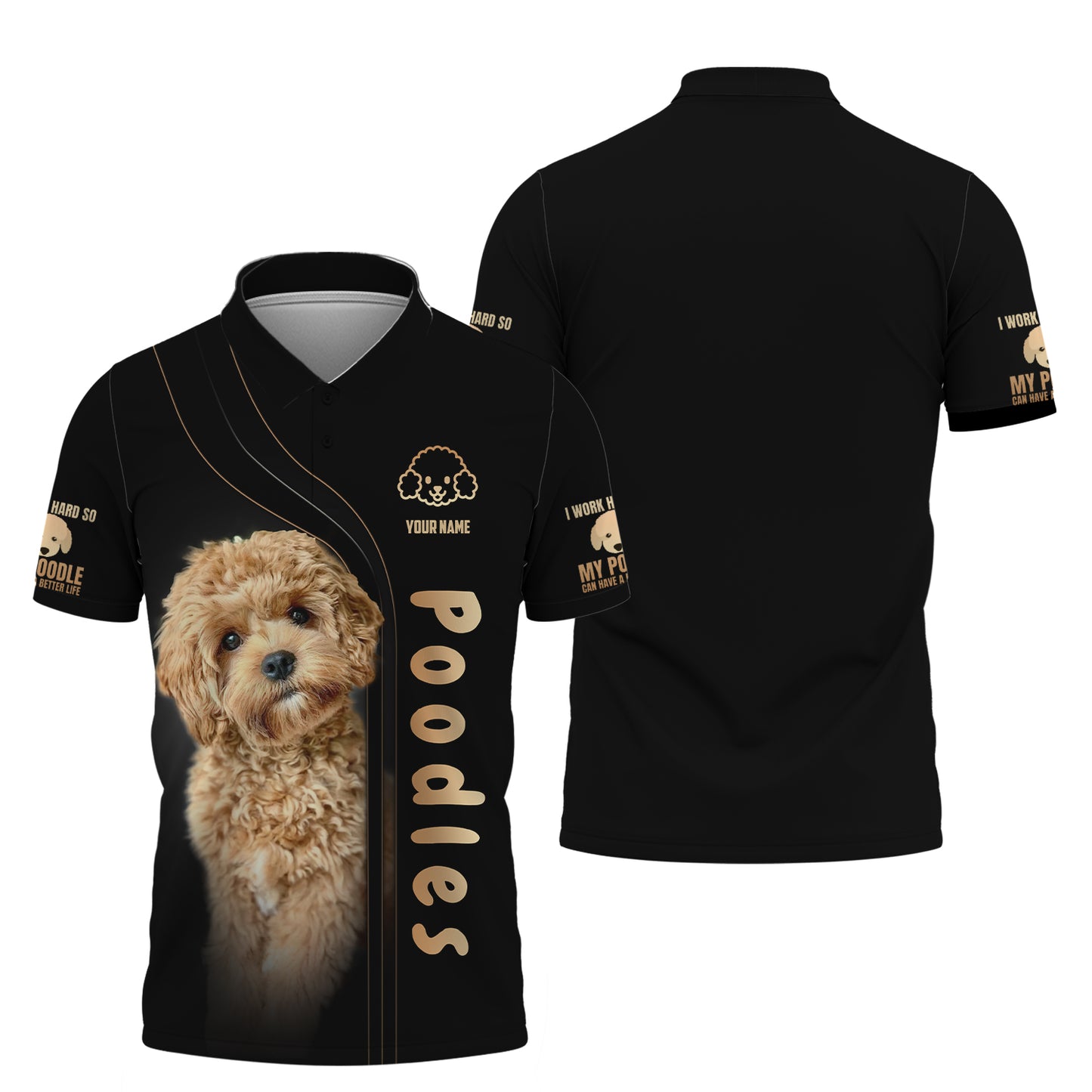 Sudadera con capucha y cremallera con estampado 3D completo de lindo caniche bebé, regalo con nombre personalizado para amantes de los perros