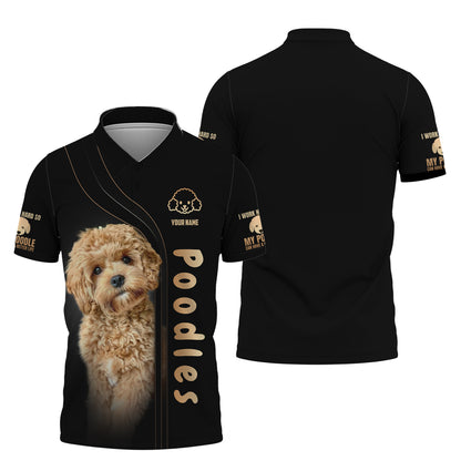 3D Full Print Cute Baby Poodle Zipper Hoodie Personalized Name Gift For Dog Lovers