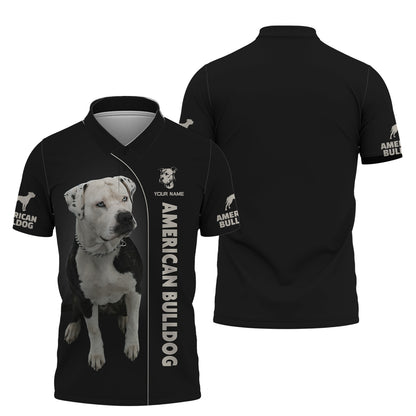 T-shirts bouledogue américain à impression complète en 3D, cadeau personnalisé avec nom pour les amoureux des chiens