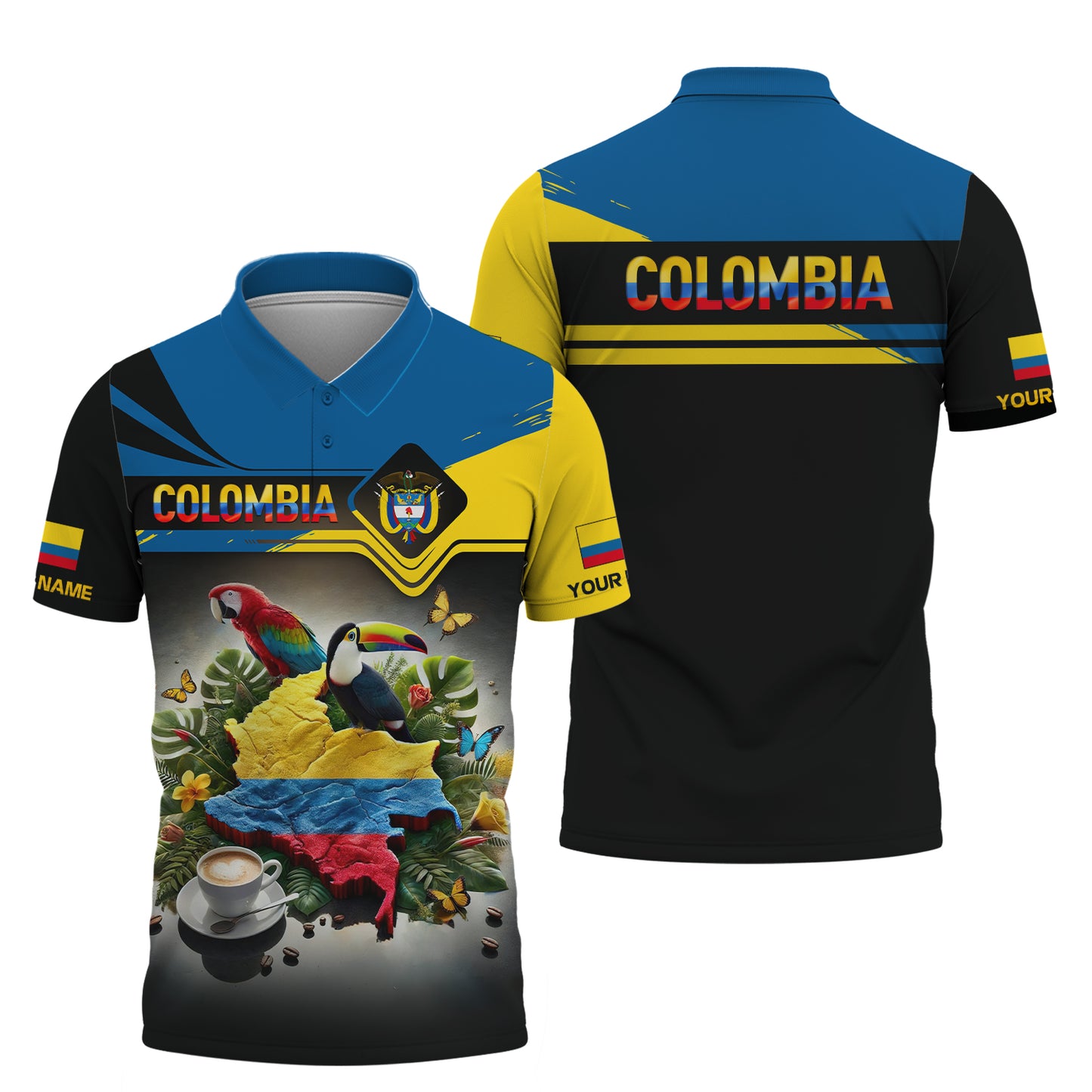 Camiseta personalizada con nombre y mapa de Colombia en 3D, regalo para amantes colombianos