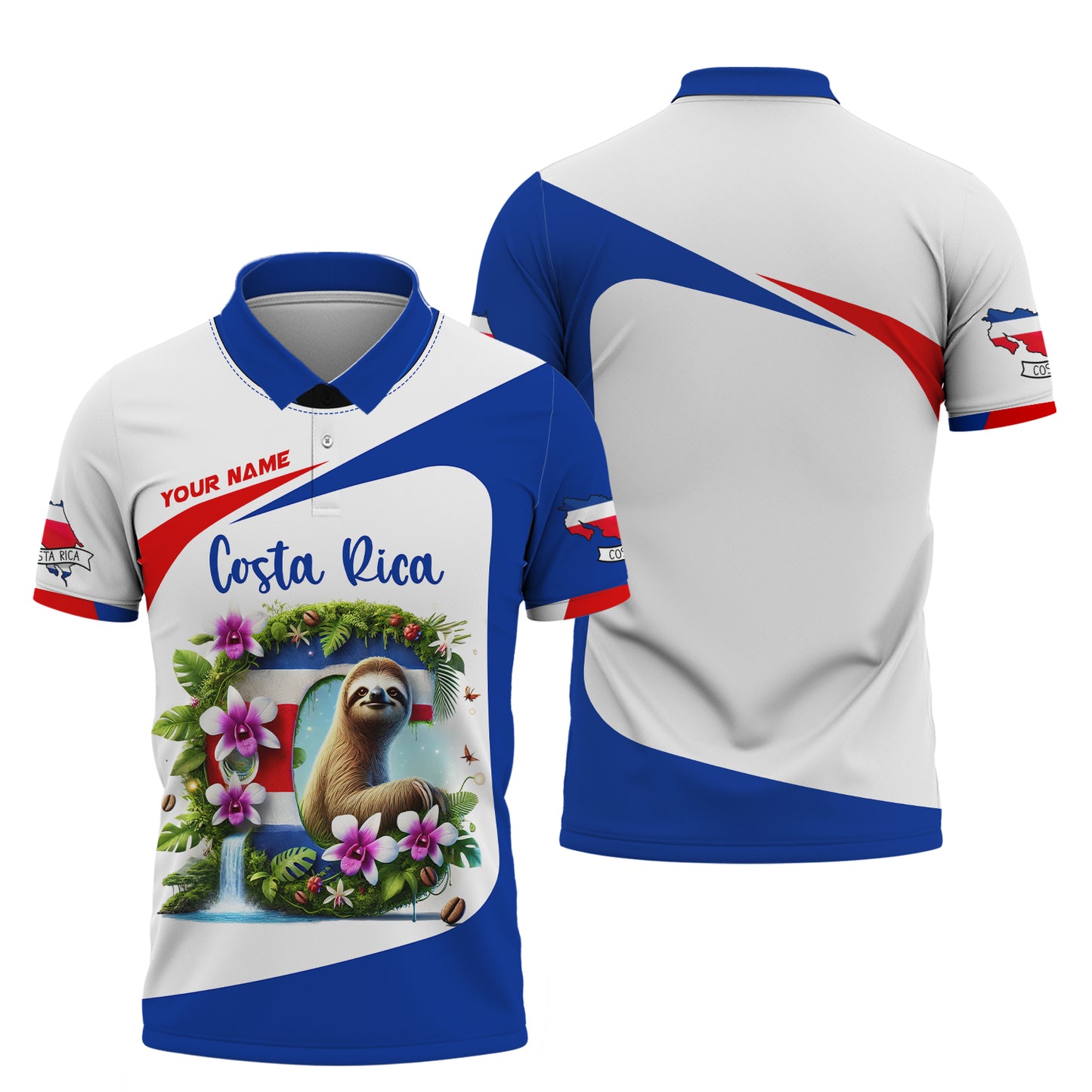 Costa Rica Custom 3D Shirt With Sloth Personalized Name Gift For Costa Rica Lovers