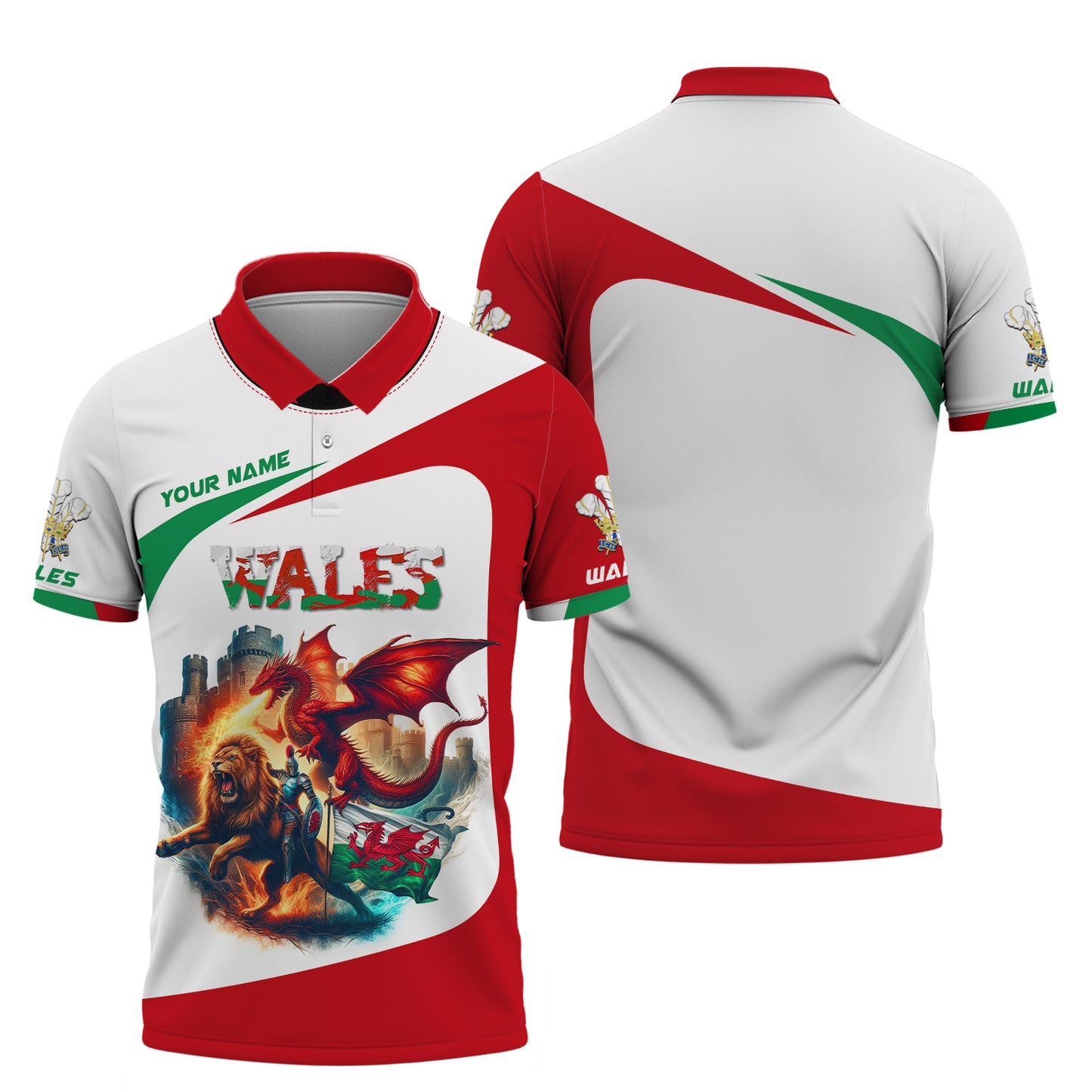 T-shirts personnalisés Flame Of Wales Wales T-shirt imprimé 3D complet Cadeau pour les amoureux du Pays de Galles