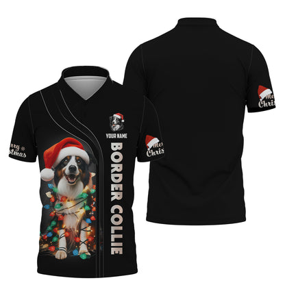 T-shirt personnalisé avec nom Border Collie en 3D, cadeau d'Halloween pour les amoureux des chiens