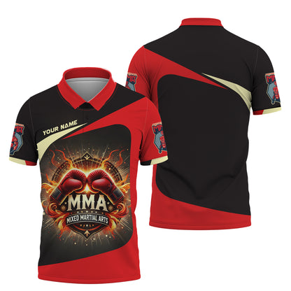 Mixed Martial Arts Personalized Name Flaming MMA Gloves Custom 3D Shirts Gift For MMA Lovers