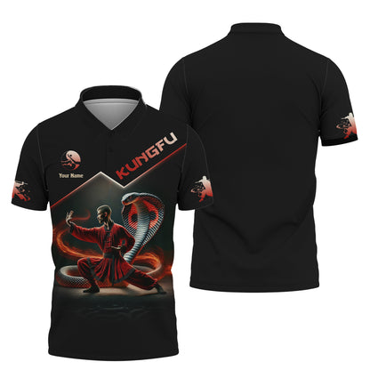 Custom Kung Fu T-Shirt Martial Arts And Cobra Personalized Name Gift For Shaolin Kungfu Lovers