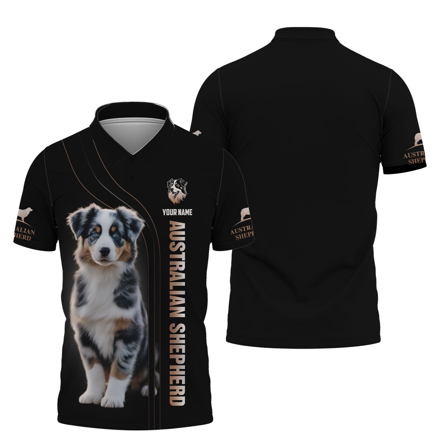 T-shirt personnalisé avec nom de chiot berger australien en 3D, cadeau pour les amoureux des chiens