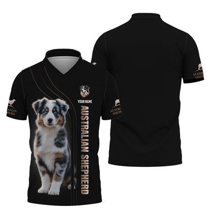 Australian Shepherd Puppy Custom Name 3D Shirt Gift For Dog Lovers