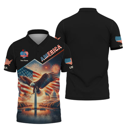 Camiseta unisex, camiseta americana con nombre personalizado, águila americana, camiseta para amantes de Estados Unidos