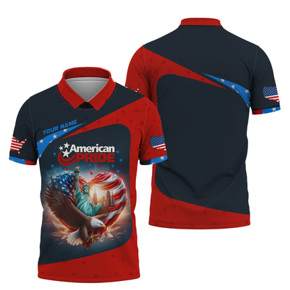 T-shirt personnalisé avec nom en 3D America Heart, cadeau personnalisé pour les amoureux de l'Amérique