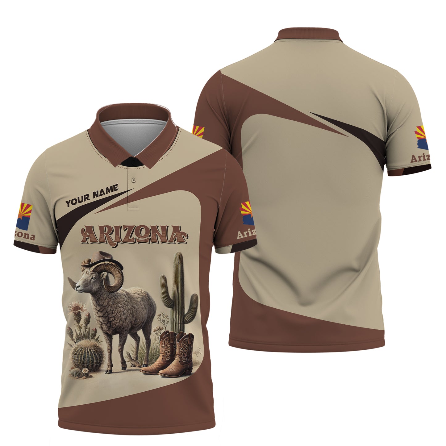 3D Full Print Bighorn Sheep Of Arizona T-Shirts Personalized Name Gift For Arizona Lovers