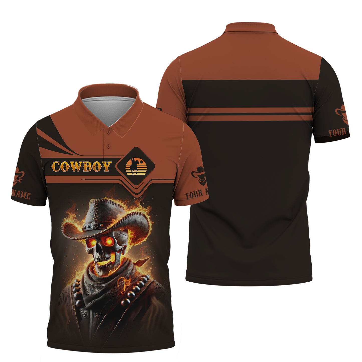 Caractéristiques de l'impression 3D complète des t-shirts du Far West Cadeau personnalisé pour les amateurs de cow-boy