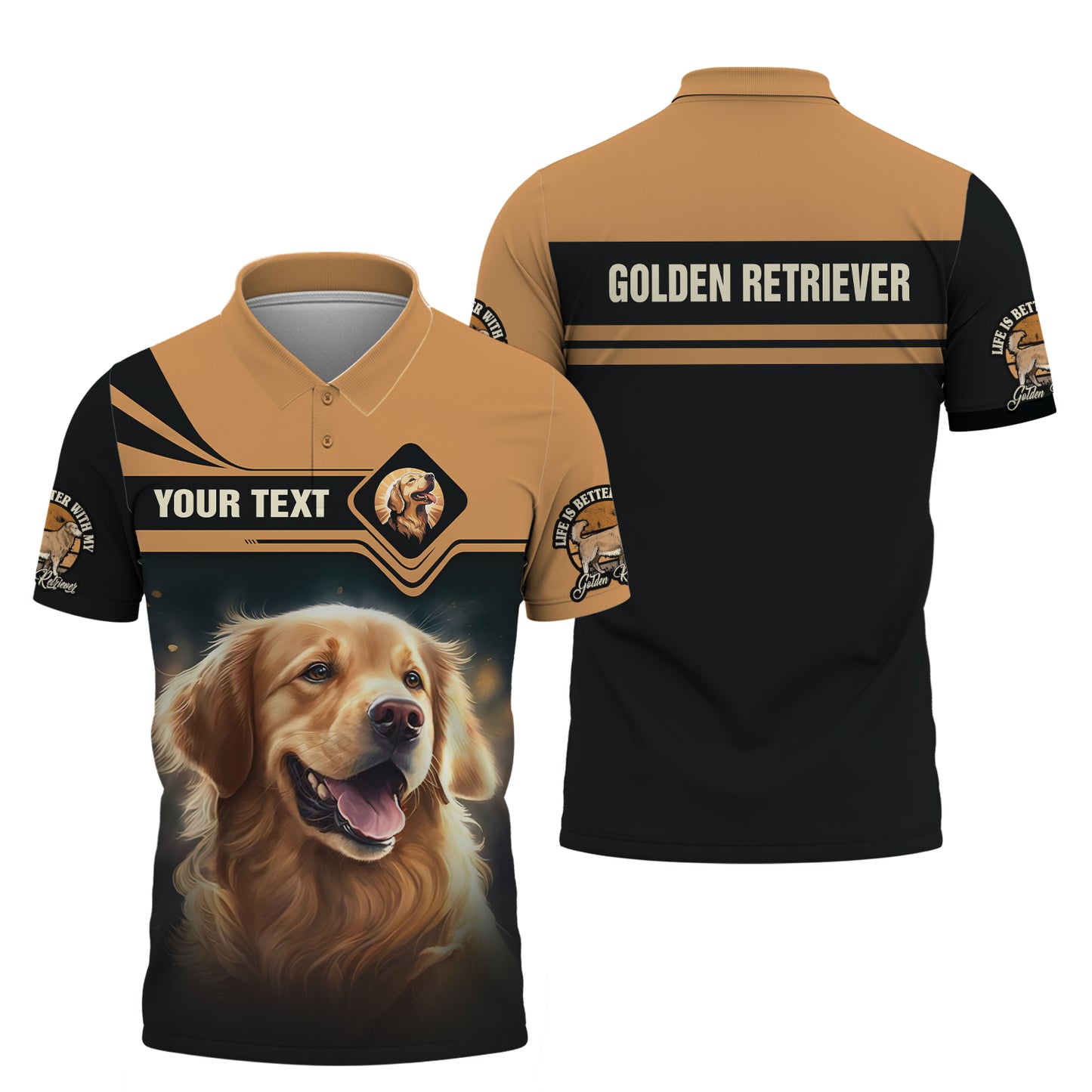 T-shirt personnalisé avec nom Golden Retriever, cadeau pour les amoureux des chiens, chemises 3D