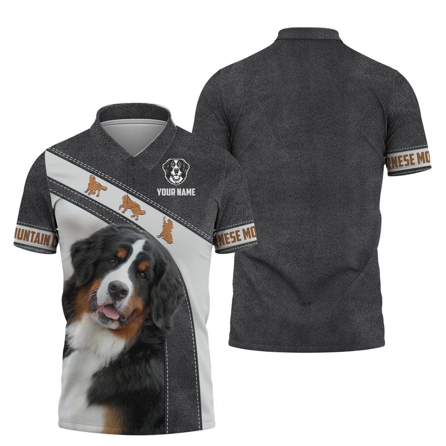 T-shirts 3D entièrement imprimés Bernese Mountain Cadeau personnalisé avec nom pour les amoureux des chiens