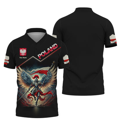 Camisetas con estampado 3D completo del Caballero Alado de Polonia, regalo con nombre personalizado para amantes de Polonia