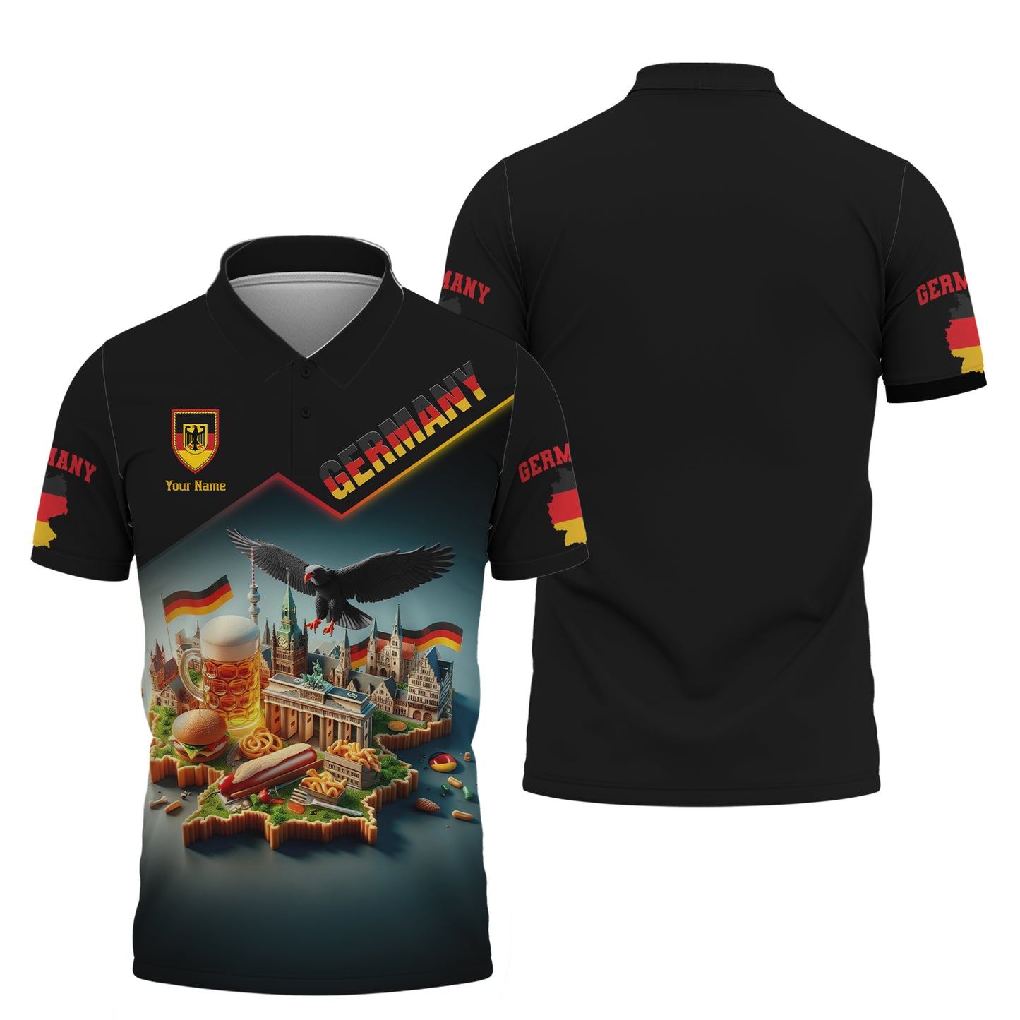 Camiseta de Alemania con nombre personalizado y estampado completo en 3D, regalo para amantes de Alemania