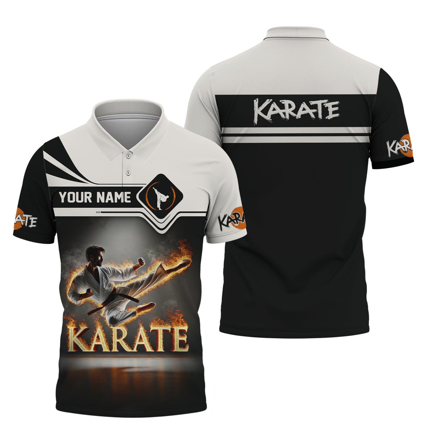 3D Full Print Flaming Karate Master T-Shirt Personalized Name Gift For Karate Lovers