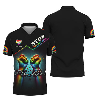 LGBT Pride Custom Name 3D T-Shirts Stop Homophobia Shirt Gift For LGBT Lovers