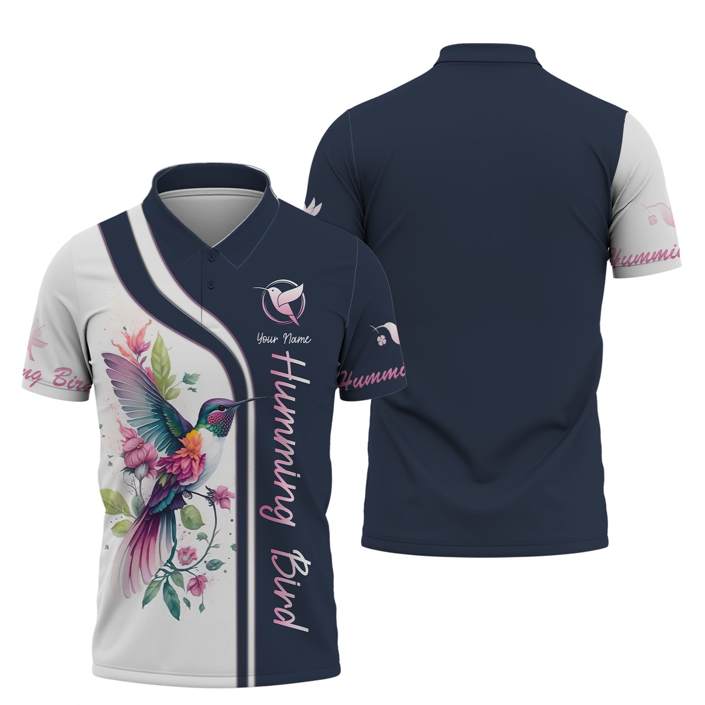 Sweat à capuche zippé colibri avec fleurs et impression 3D complète, cadeau personnalisé avec nom pour les amoureux des colibris