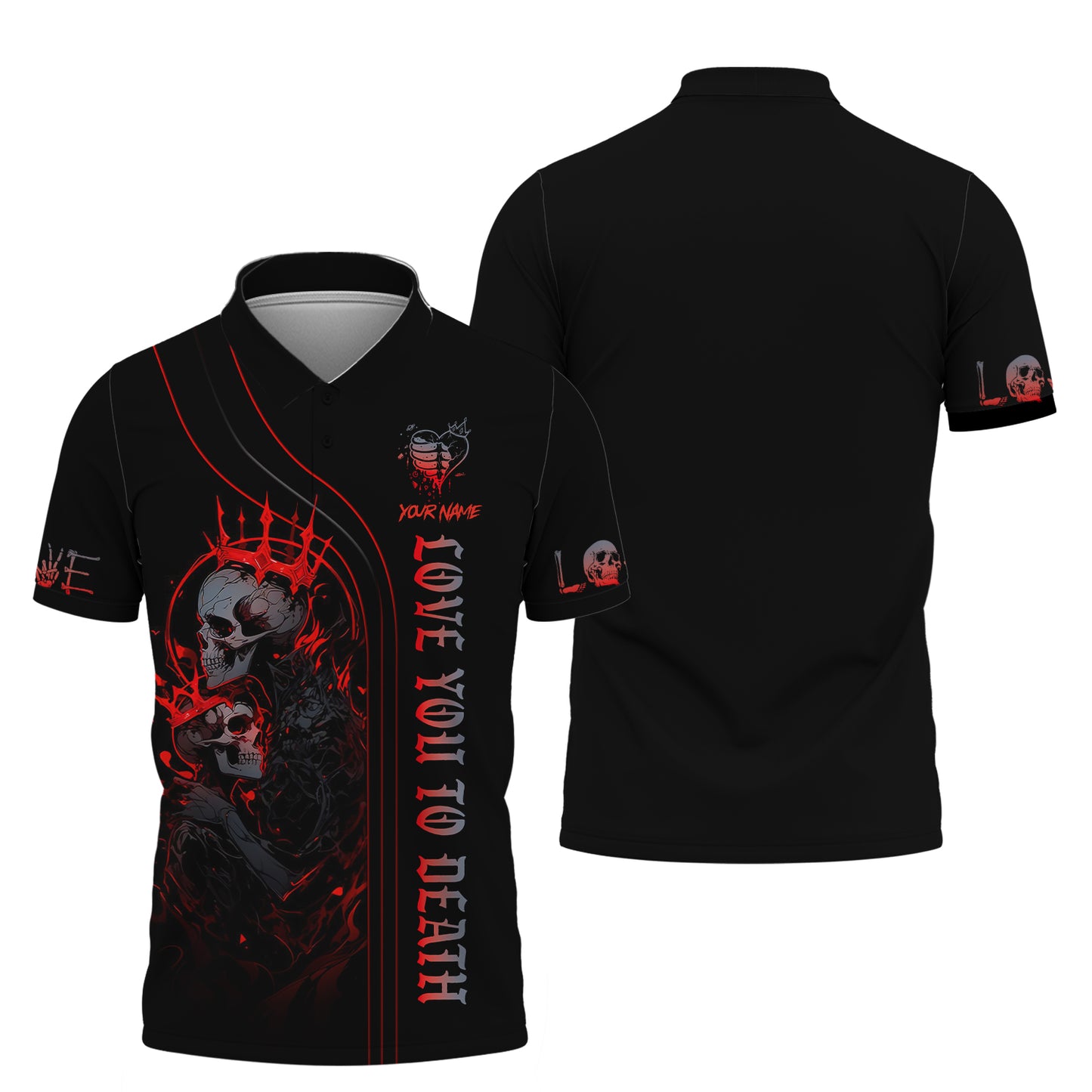 Camisetas personalizadas con calaveras Te amo hasta la muerte Camiseta 3D Regalo para amantes de las calaveras