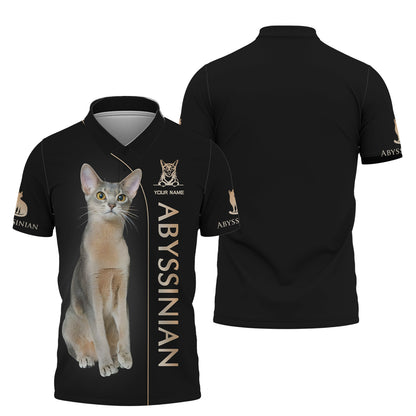 Custom 3D Printed Abyssinian Cat T-Shirts Personalized Name Gift For Cat Lovers